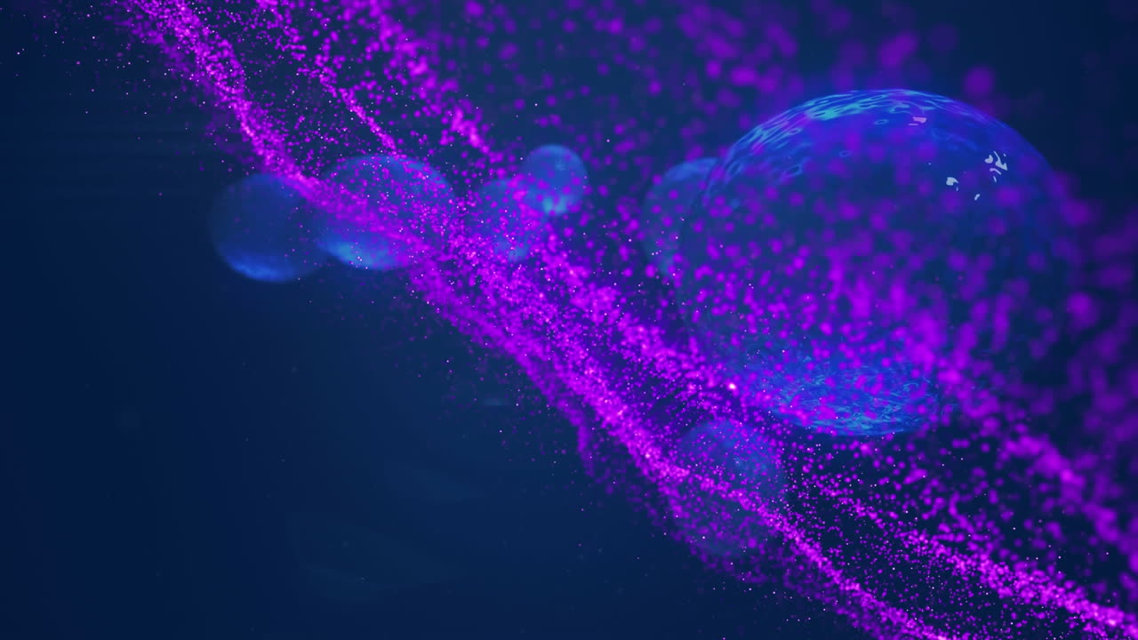 Animation of dynamic wave pattern over multiplying human body cells against abstract background