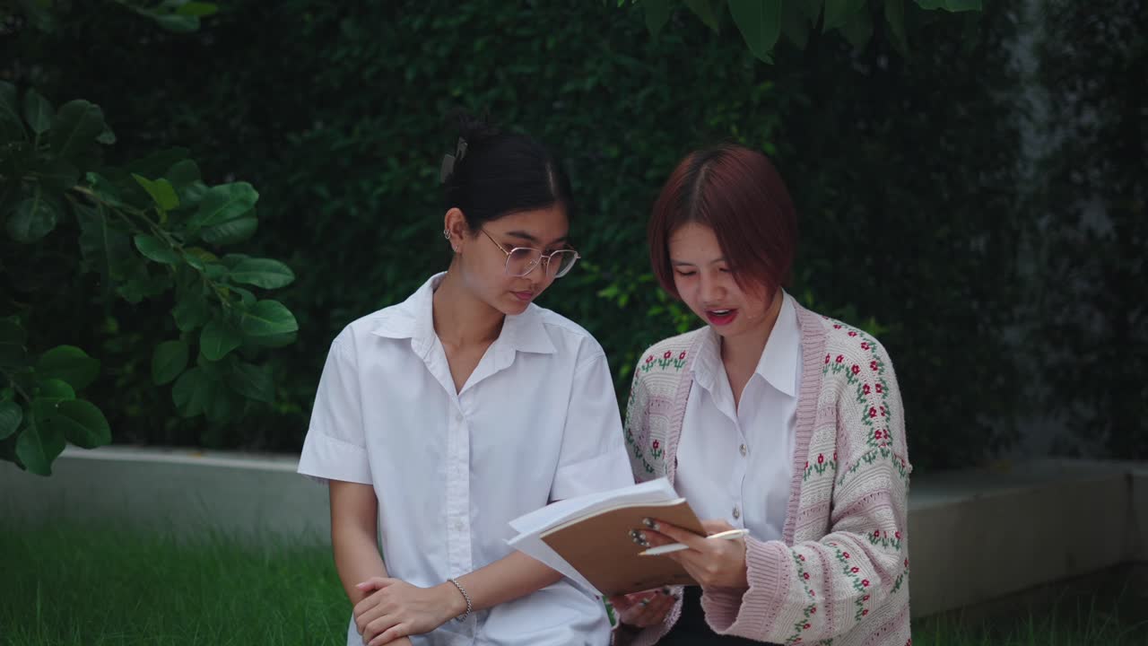 Two Students Studying Outdoors