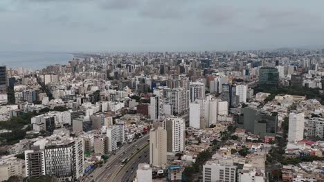 Drone-aerial-footage-of-Lima-the-capital-city-of-Peru-in-south-america-Mireflores-barranca