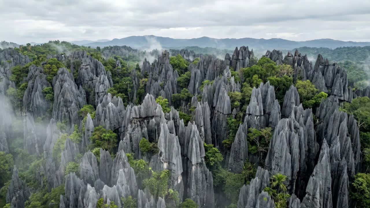 Karst Landscape with Forest and Fog