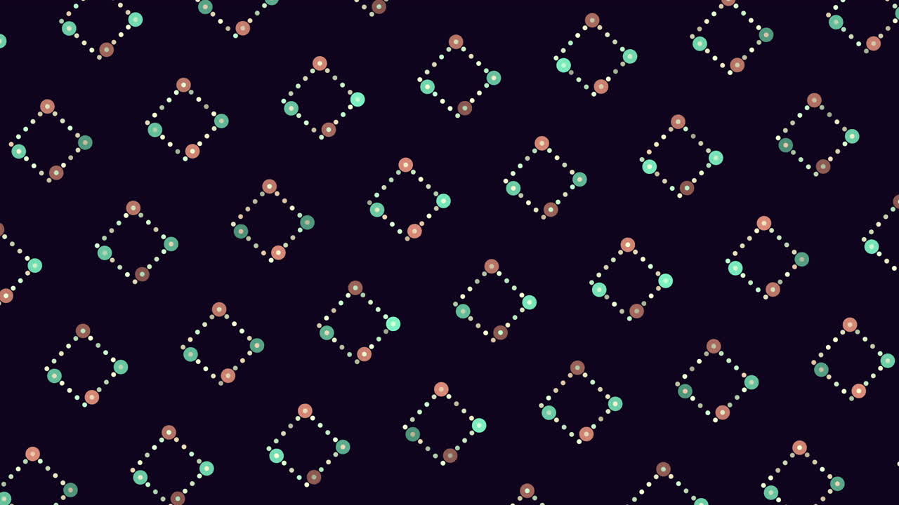 Vibrant purple and green squares form a striking grid pattern against a dark backdrop in this visually engaging image