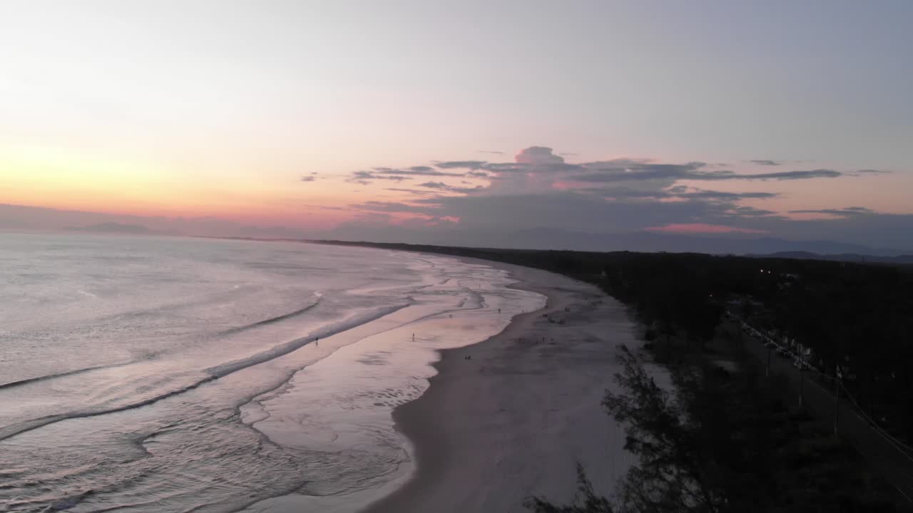 Aerial Drone With Sunset At The Beach