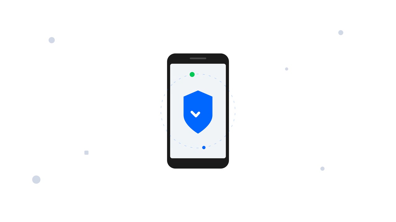 Animated Smartphone Displaying Security Shield and Checkmark Icon