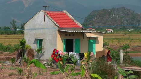 a small house in the countryside in rural vietnam