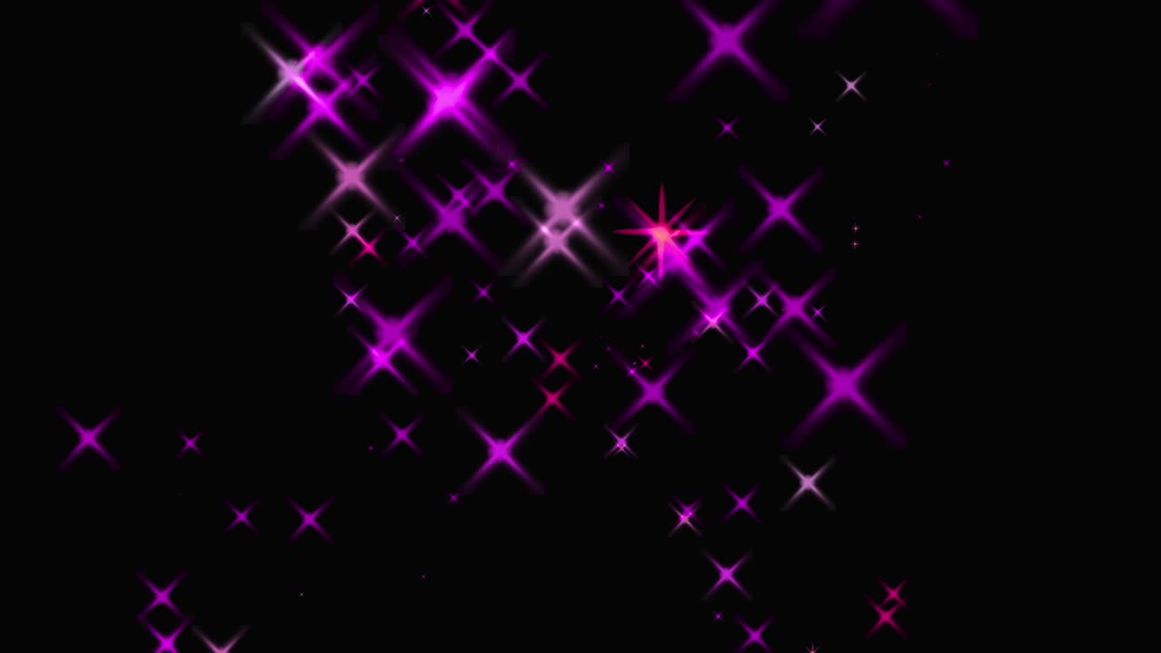 Animazione grafica in movimento con particelle a stella, glitter e brillio.