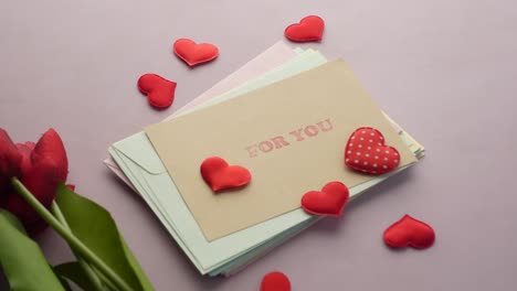 love letters with tulips and hearts