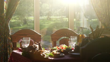 rustic dining experience with garden view