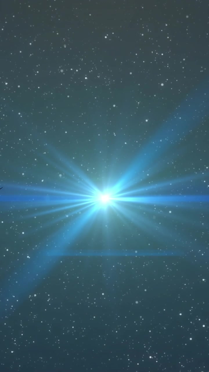 Animazione di un punto luminoso che sfarfalla e scompare nel cielo notturno stellato, circondato da alberi