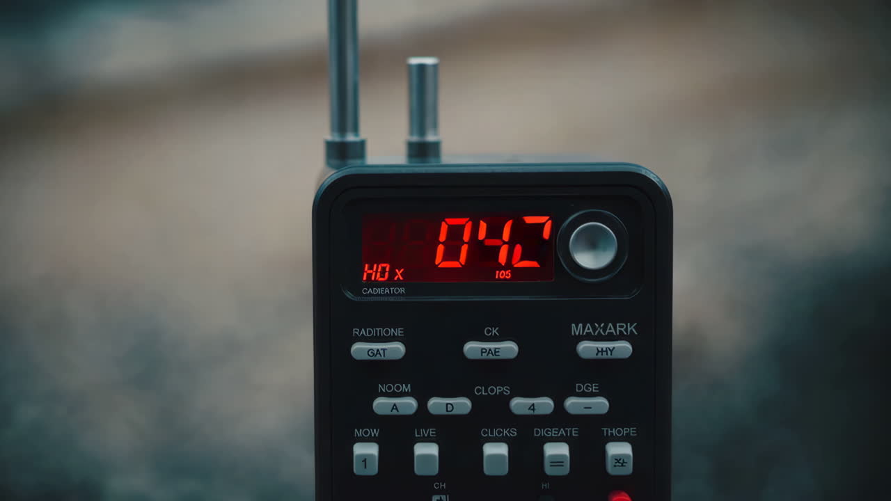 Close-up of a vintage radio scanner