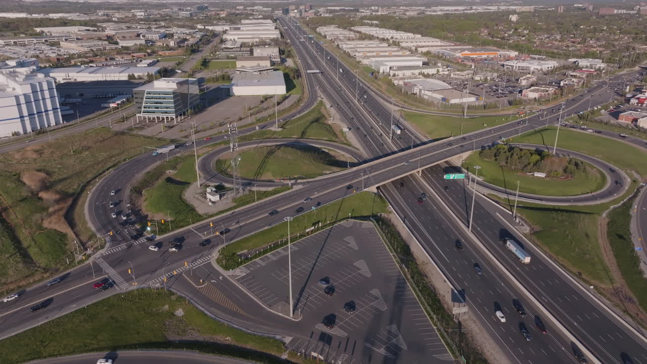 The highway interchange in mississauga, ontario, canada, aerial view