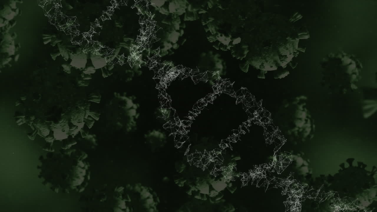Animazione di cellule macro di coronavirus Covid-19 che si diffondono sul DNA
