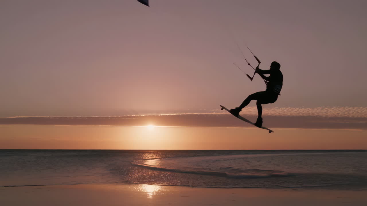 Kitesurfing Jumps at Sunset