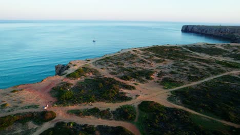 Coastal Pathways Along The Cliffs On The Amado Beach Trail In Carrapateira, Algarve Region Of Portugal. Aerial Drone Shot