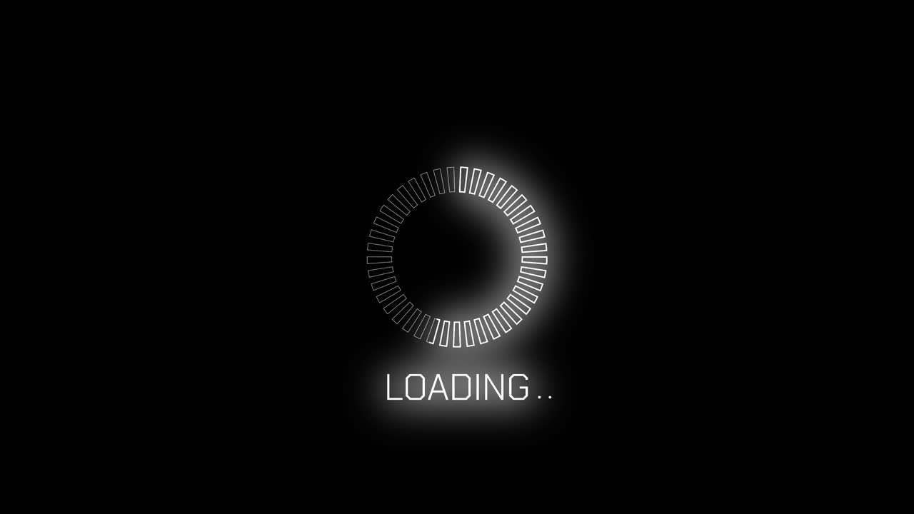 Digital Loading Progress Indicator Animation on Black Background