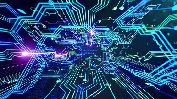 Viaggio attraverso una vibrante rete digitale e flusso di dati