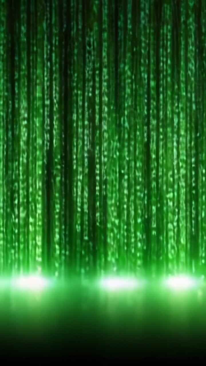 A visual representation of cascading green binary code with glowing effects, creating an immersive digital environment that evokes feelings of technology and mystery