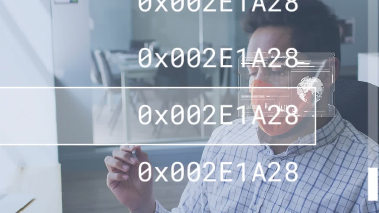 Mannelijke analist tikt op holografische UI, vergroot grafieken en annoteert notities voor bedrijfsanalyse