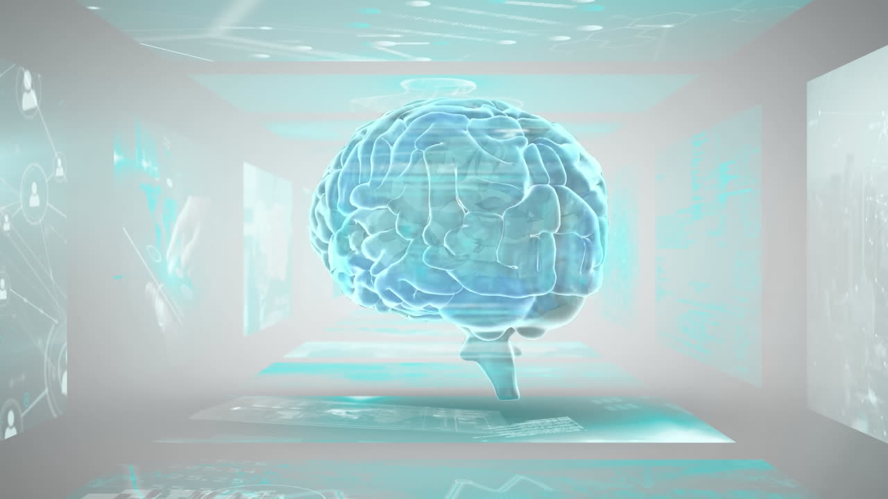 Animation of human brain and data processing | Premium Stock Video Footage
