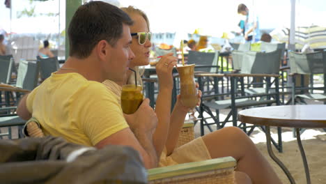 couple having a date in outdoor cafe