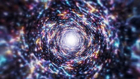 wormhole abstract background, colorful tunnel with light particles and numbers swirling and exploding through space and time, creating a mesmerizing visual effect