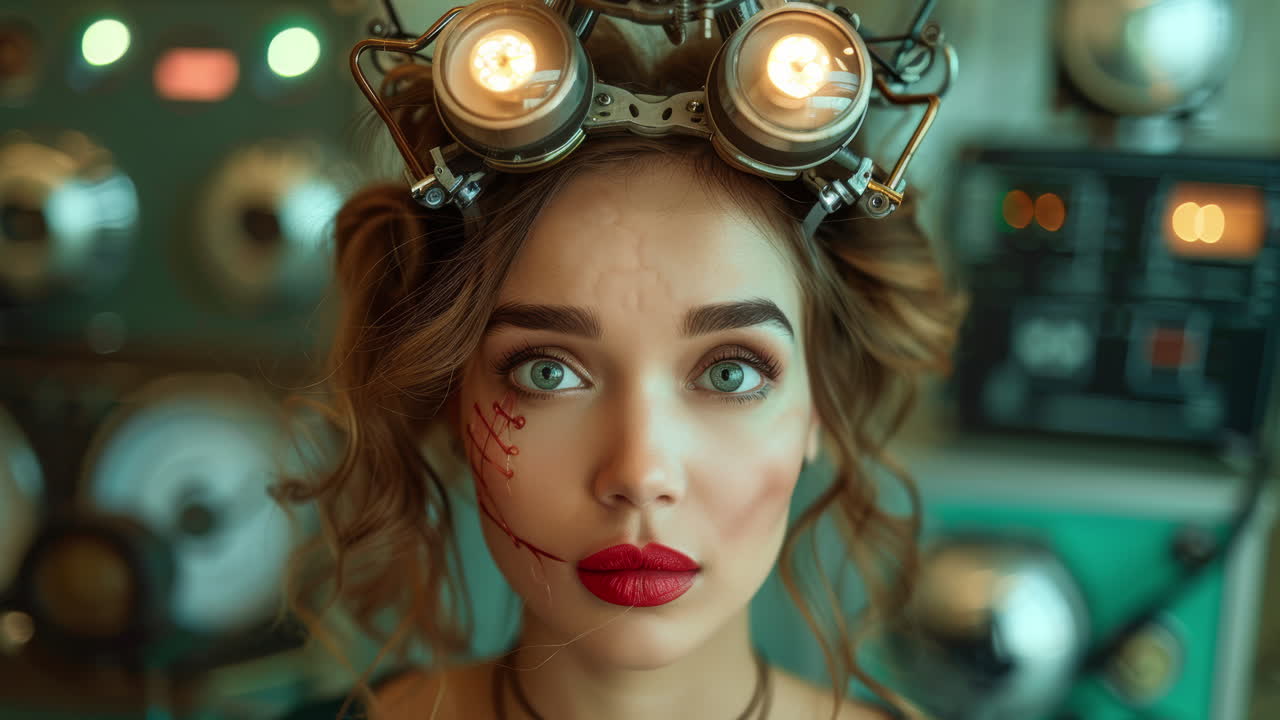 Figura Femminile Tecnologica con Visore VR, Realizzata con l'IA