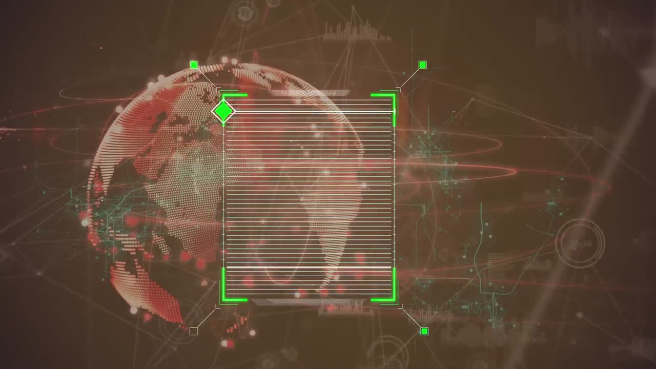 네트워크 o 연결과 세계를 통해 디지털 인터페이스의 애니메이션