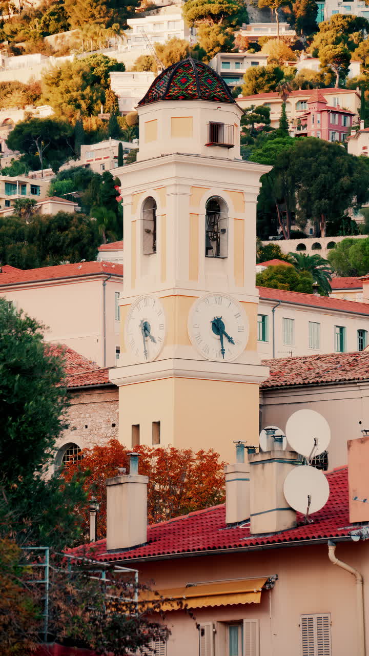 The facade of St. Michael's Church in Villefranche-sur-Mer, France. Vertical