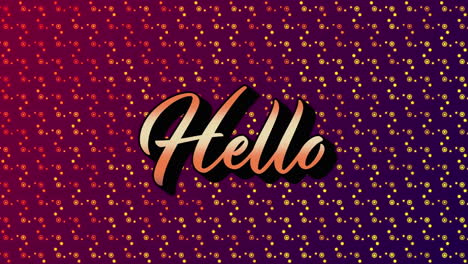 animación del texto de saludo sobre las formas.