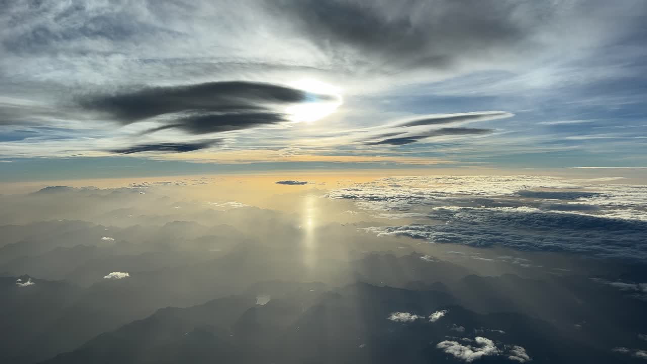 Aerial view of the Italian Alps mountains as seen by the pilot&rsquo;s of a jet flying at 9000m high