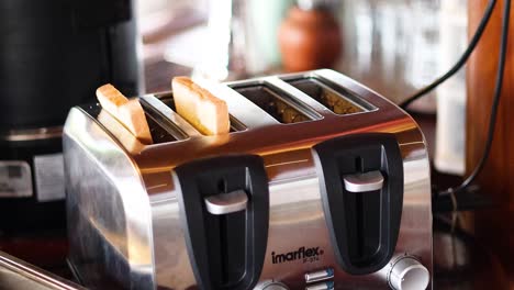 toasted bread popping out of a toaster