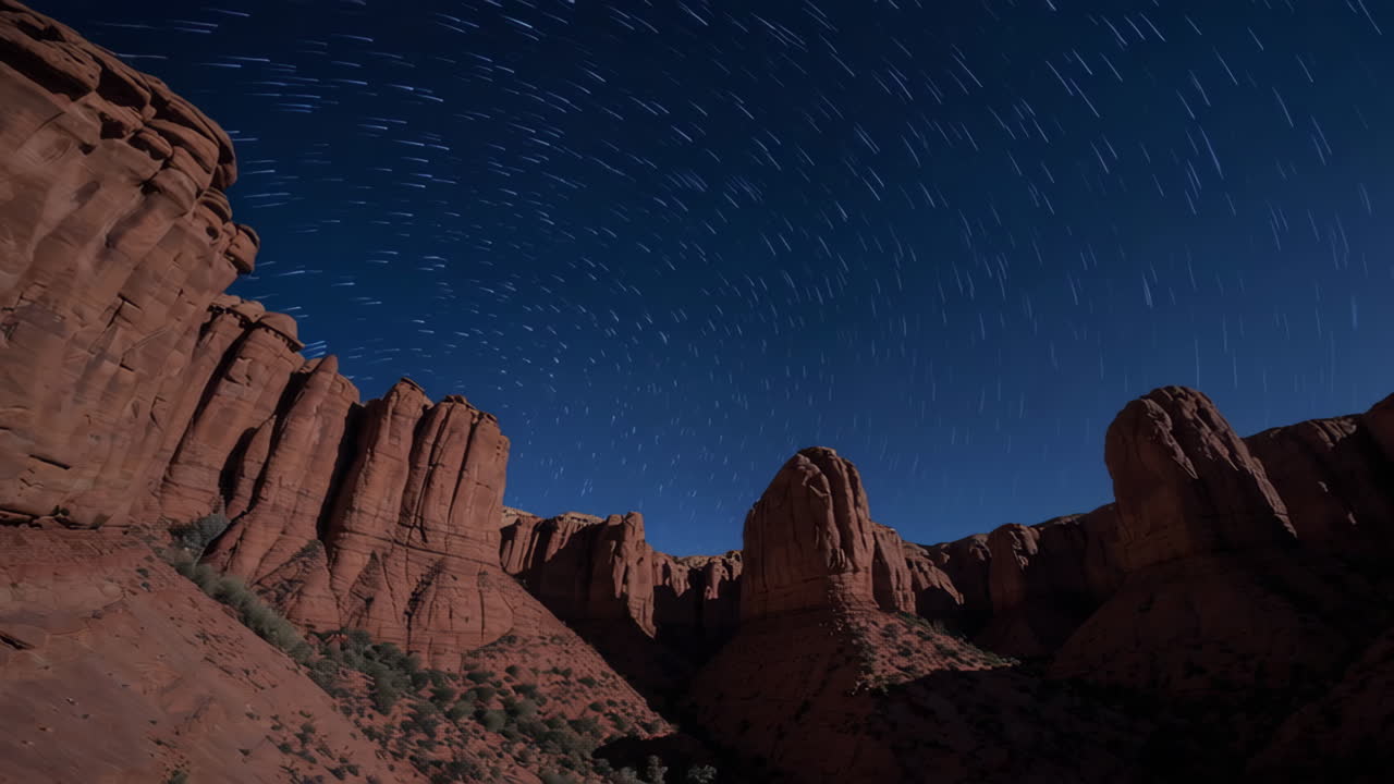Star Trails over Red Rock Canyon at Night
