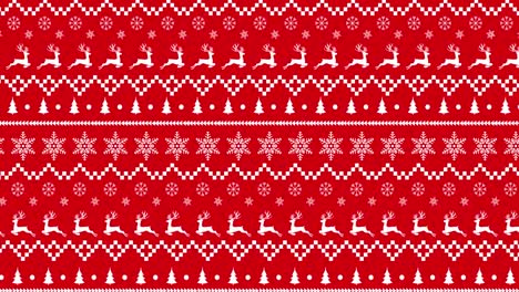 traditional christmas pattern with reindeers and stars moving against red background