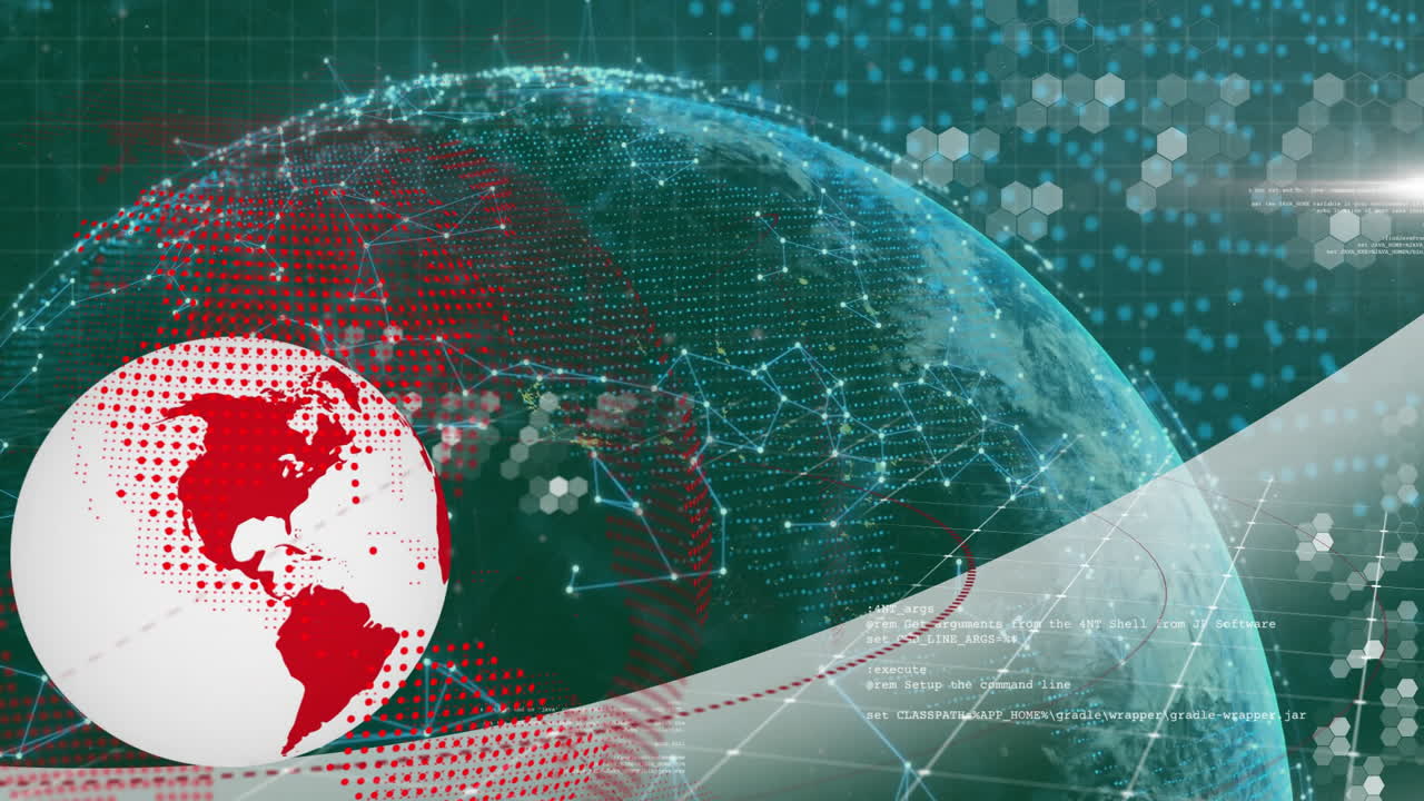 Digital globe showing network connections and data processing over abstract background