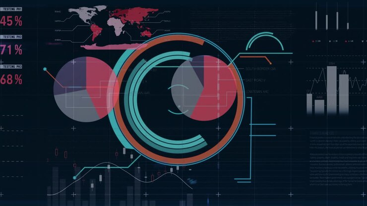 Animation of data processing over world map