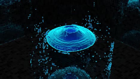 renderizado en 3d de un círculo de agua azul brillante