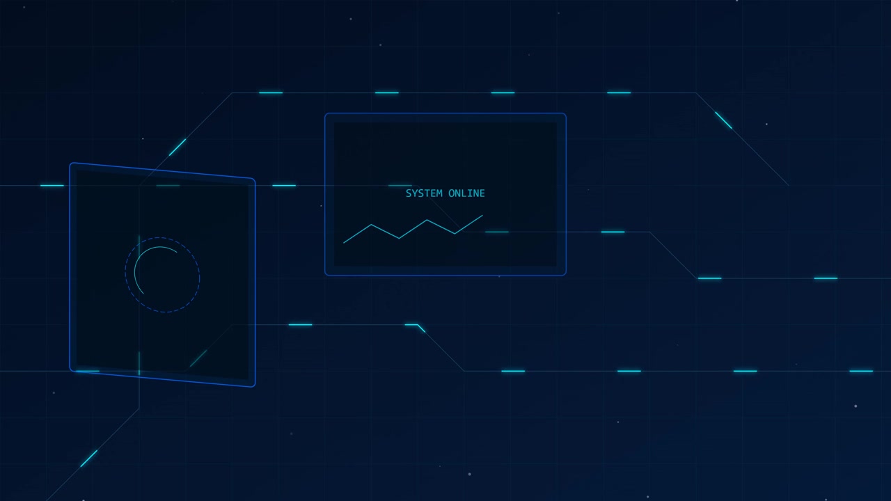Digital HUD Interface with System Online Text and Data Graph