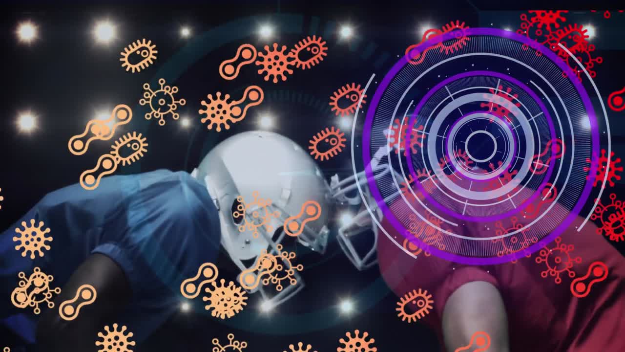 다양한 남성 아메리칸  ⁇ 볼 선수들에 대한 스 ⁇  스캐닝과 팬데 ⁇  아이콘의 애니메이션