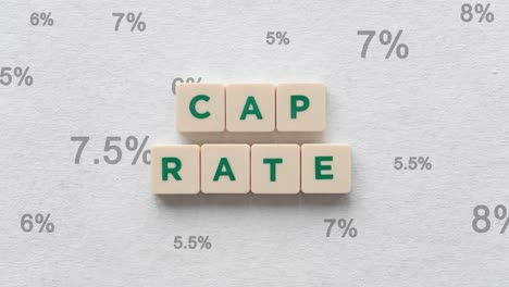 concept of cap rate - capitalization rate with number percentages in the background