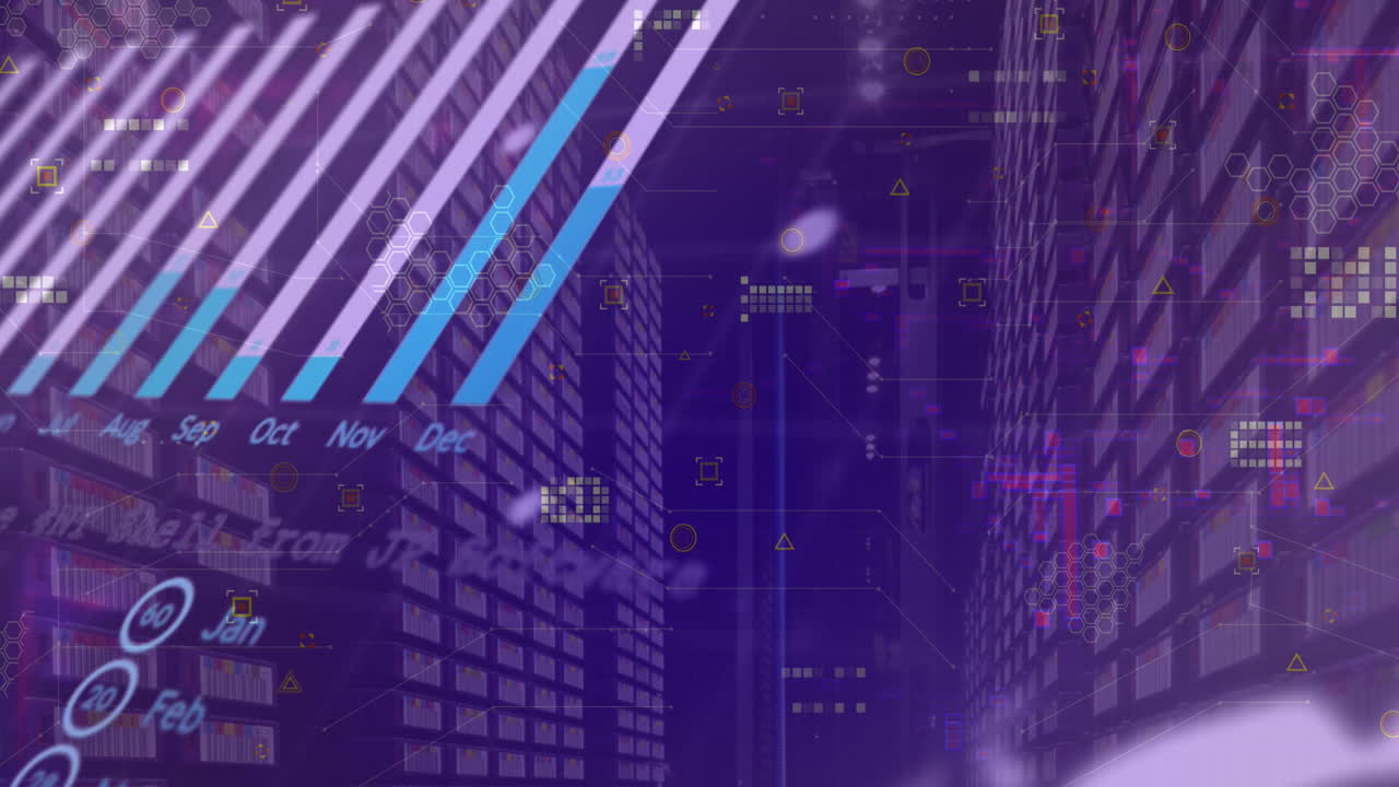 animación del procesamiento de datos digitales a través de servidores