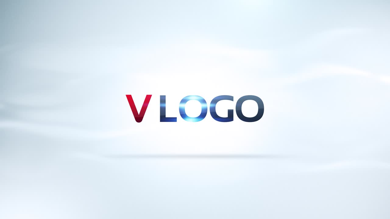 Animeret V-LOGO tekstafsløring med skarpt lys
