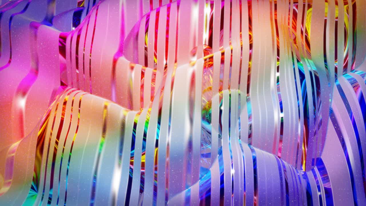 모양, 그라디언트 색상 및 흐름 파동이있는 액체의 아름다운 iridescent 파동 표면, 무지개 반이고 매트 액체, 부드러운 부드러운 애니메이션으로 창의적인 밝은 bg.