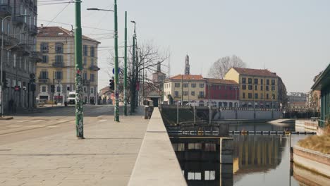 milan lock down. darsena without people