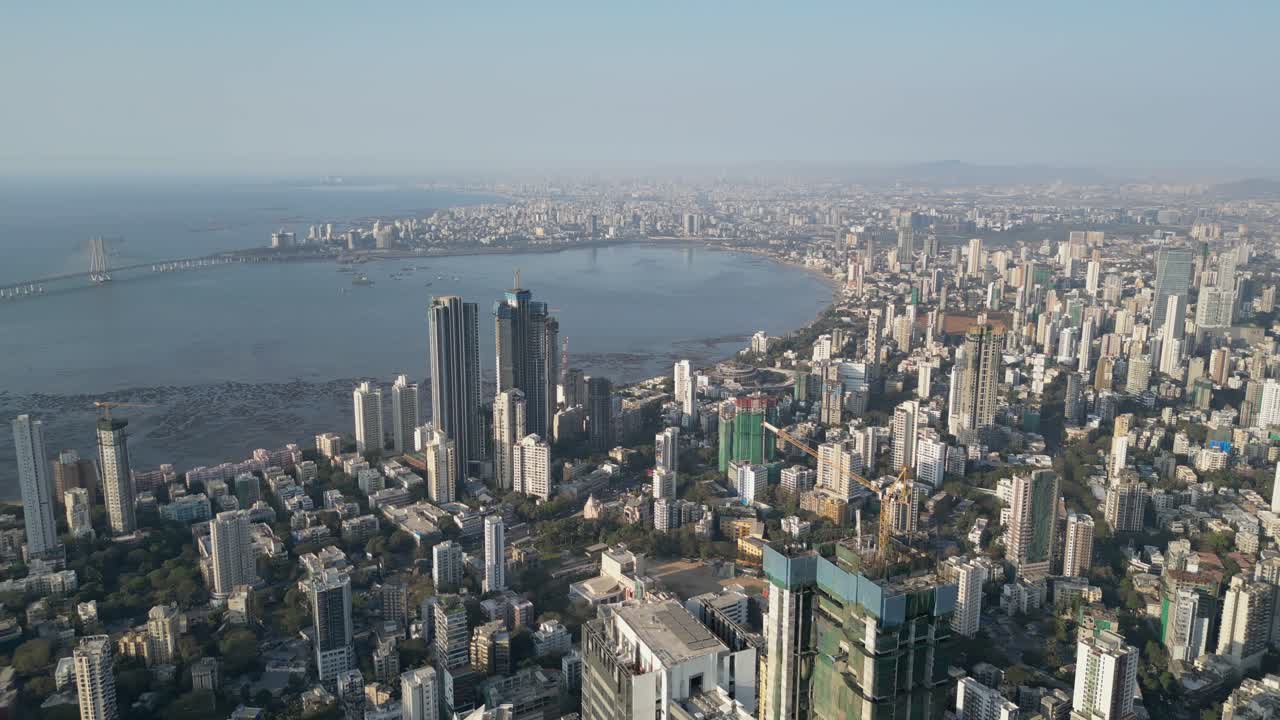 Mumbai Model City Worli Sea Link And Tower drone 4K Footage