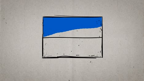 4k video of hand drawing process of ukraine cartoon flag, sketch on 3 different backgrounds, paper background, chalkboard background and green screen background