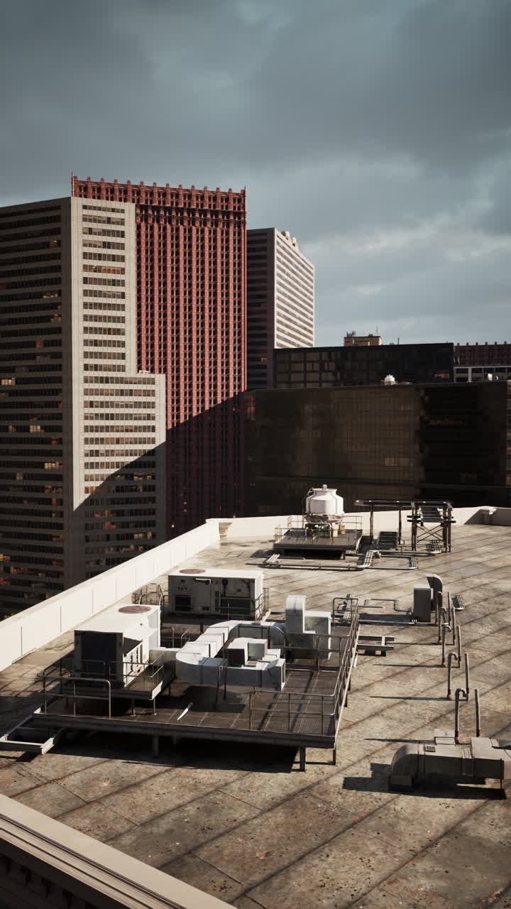 Rooftop View of City Buildings