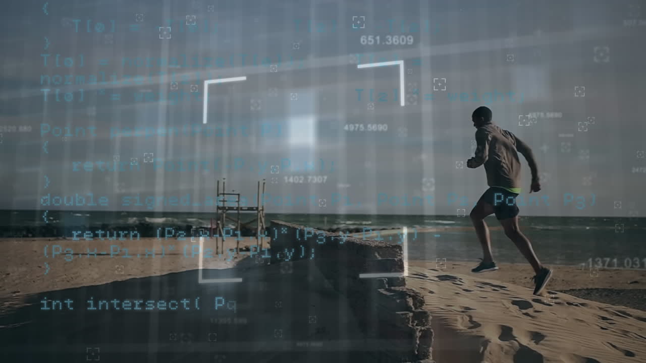 해변에서 달리는 사람에 대한 데이터 처리 범위