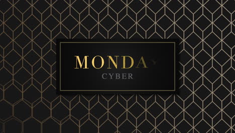 cyber monday in gold frame on cubes geometric pattern