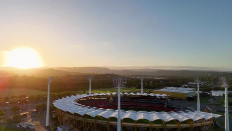 aerial view of stadium at sunset