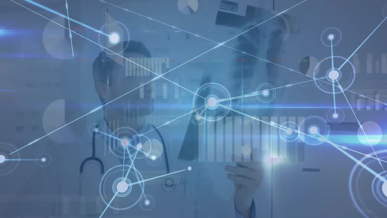 ⁇ 스레이 사진과 함께 백인 남성 의사에 대한 연결의 애니메이션