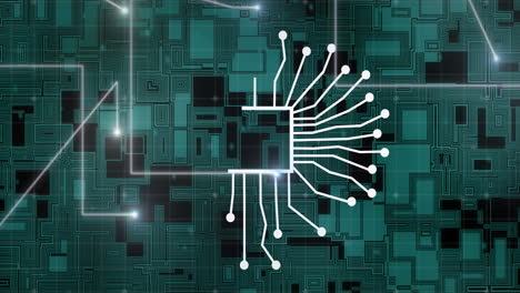 Animation-of-network-of-connections-with-light-spots-over-processor